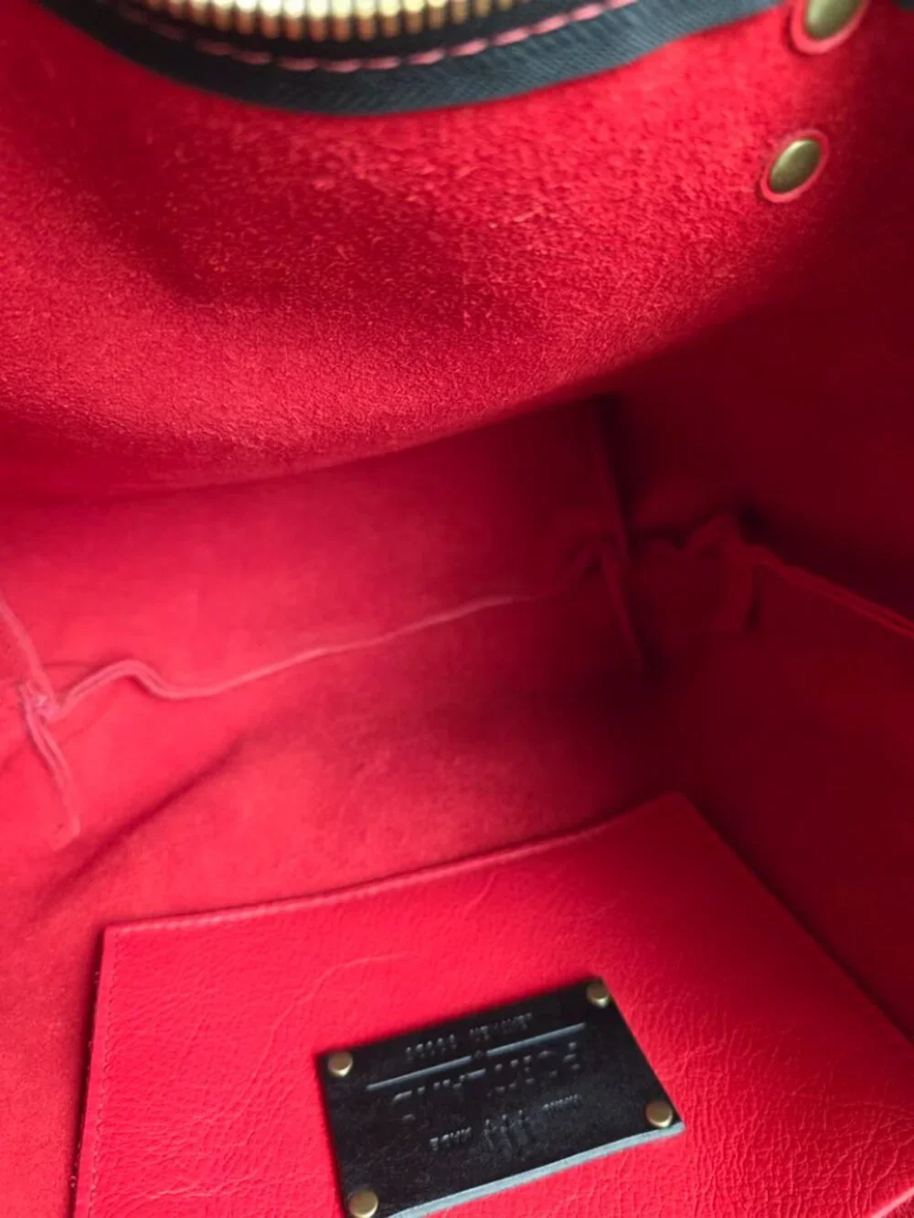 Portland Leather Goods | Original Tote | Large w/zip | POPPY RED w/black handles